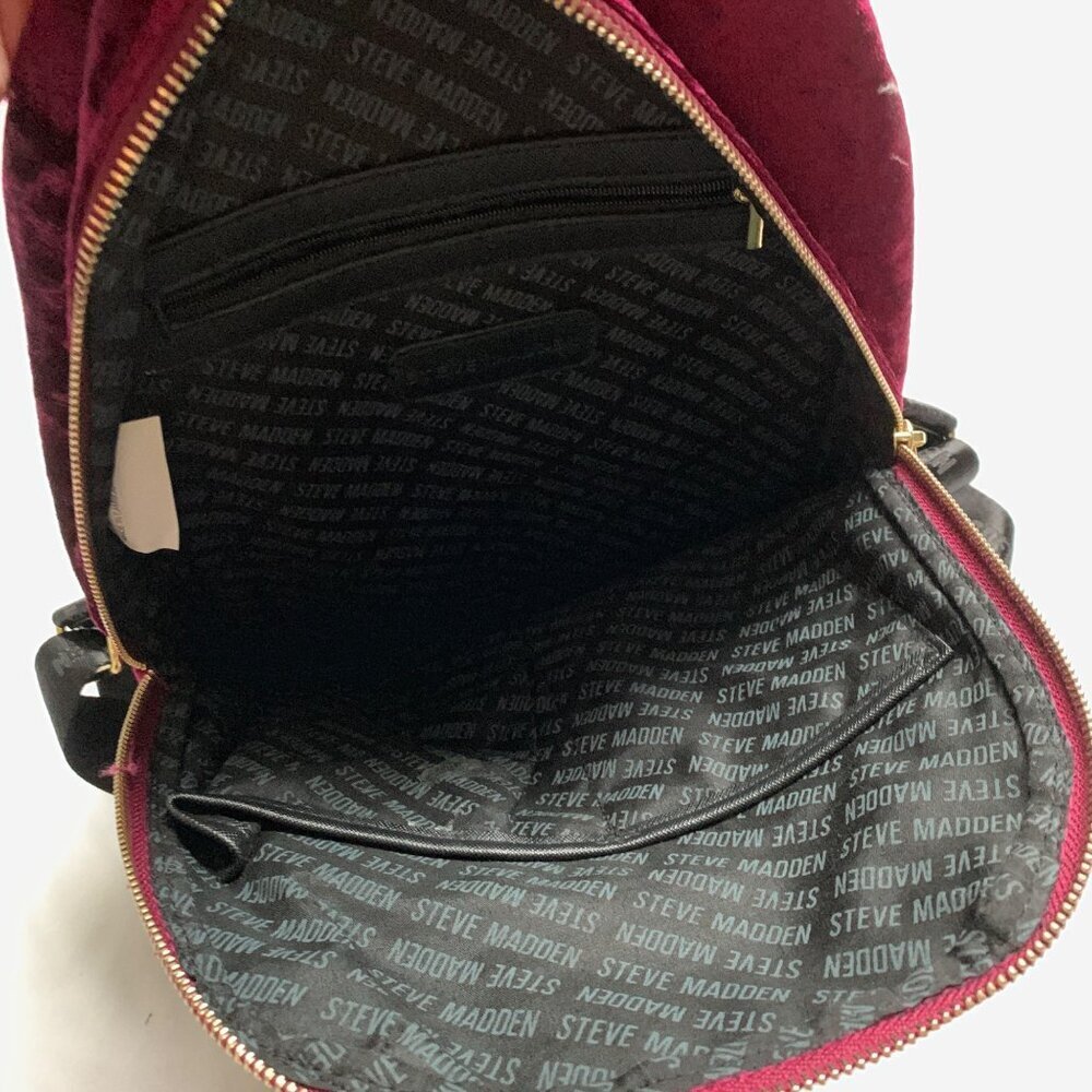 Steve Madden Purple Crushed Velvet Backpack - Picture 5 of 6